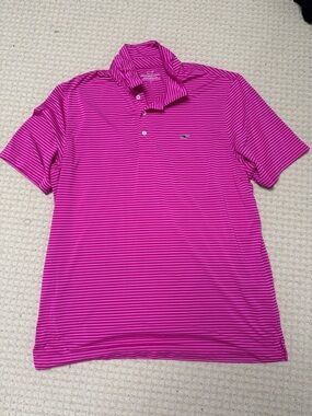 Vineyard Vines Men’s Magenta Striped Polo